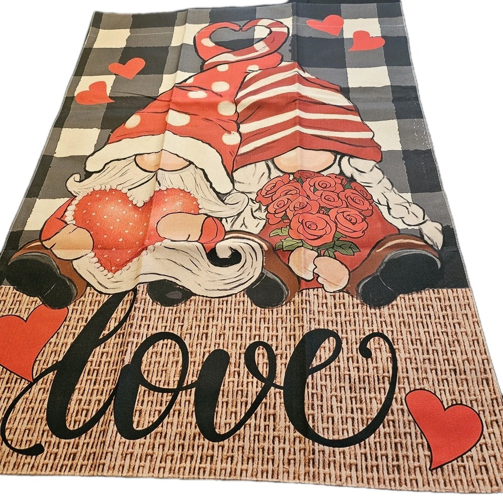 Gnome Love Valentine Flag Double Sided Seasonal Yard Decor 39x27.5 1-01090
